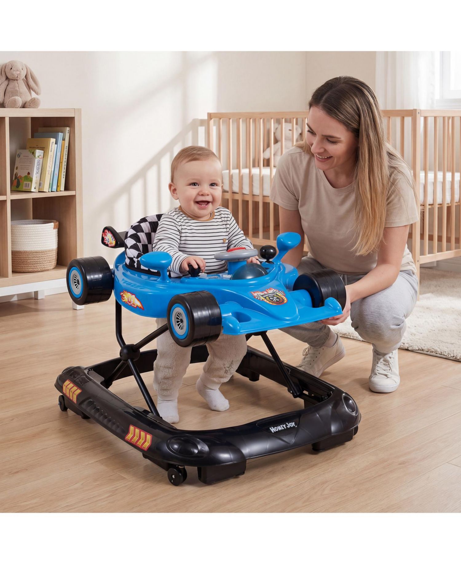 4-in-1 Foldable Baby Walker, Adjustable-Height, 4-Mode