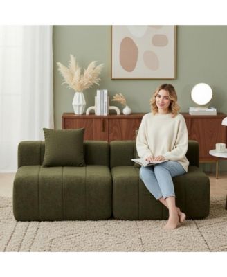 Chenille Curved Sectional Sofa, Modern Modular Circular Sofa with Piano Key Design, No Assembly Required Cloud Couch
