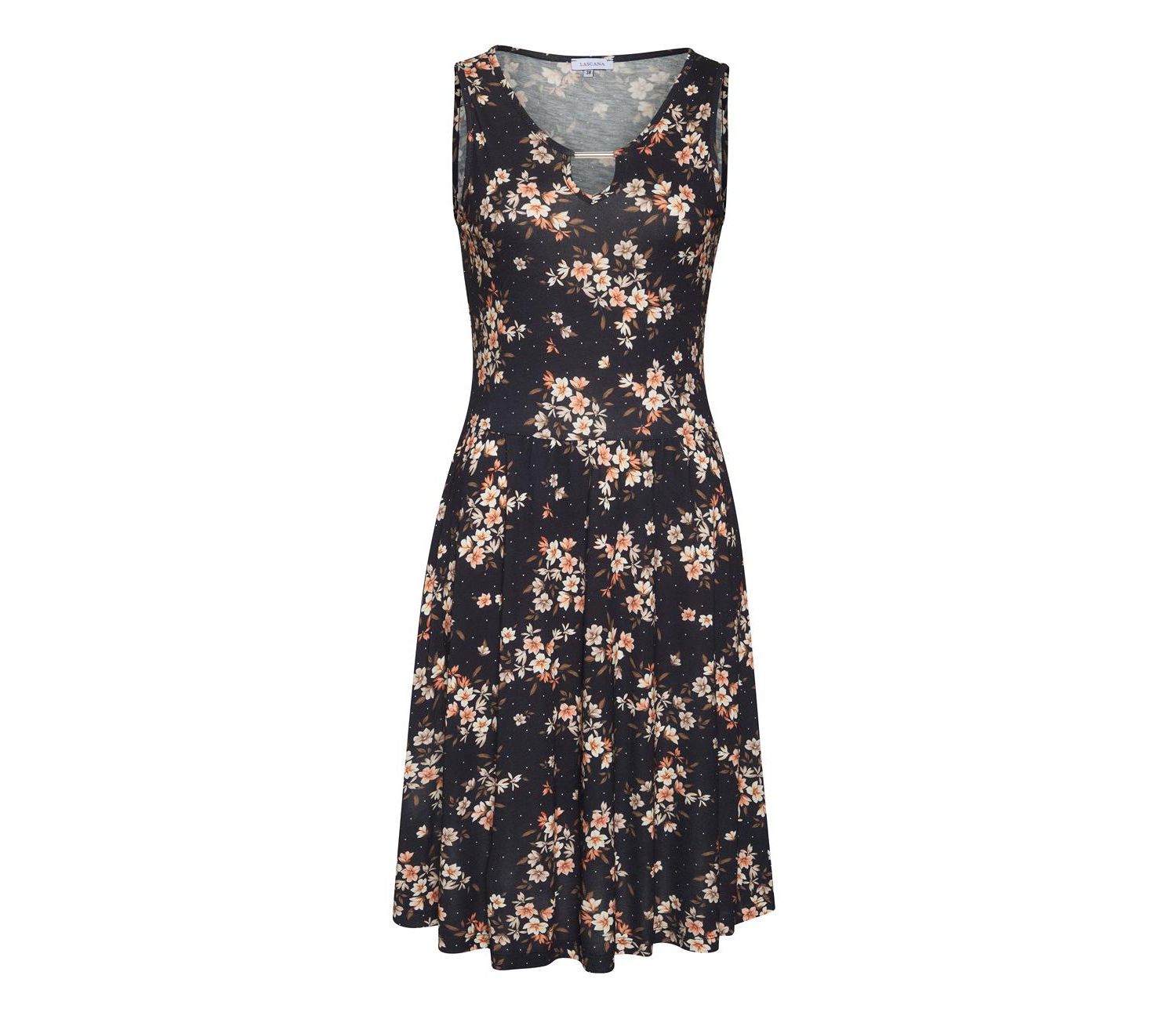 Women's Floral-Print A-Line Scoop Neck Dress