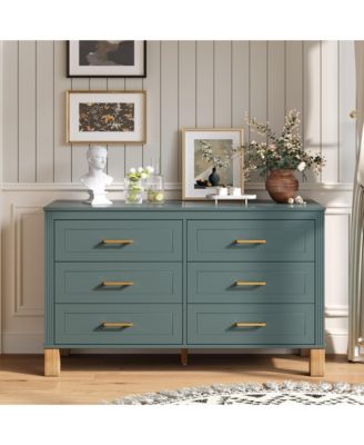 6 Drawer Modern Dresser, Wooden Storage Chest with Solid Wood Legs for Bedroom Kids Nursery Entryway