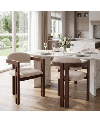 Indoor Solid Wood Round Back Dining Chair, Set of 2
