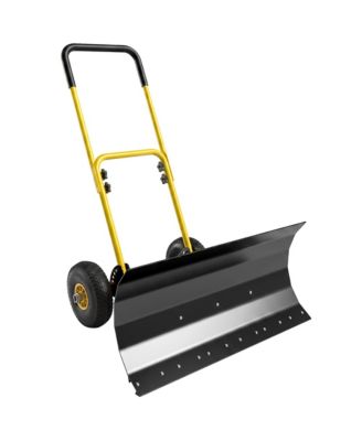Snow Shovel with Wheels, 29" x 16.5" Metal Snow Pusher