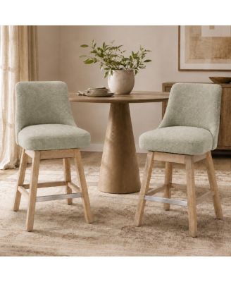 Swivel Boucle Counter Stools with Backs, Set of 2