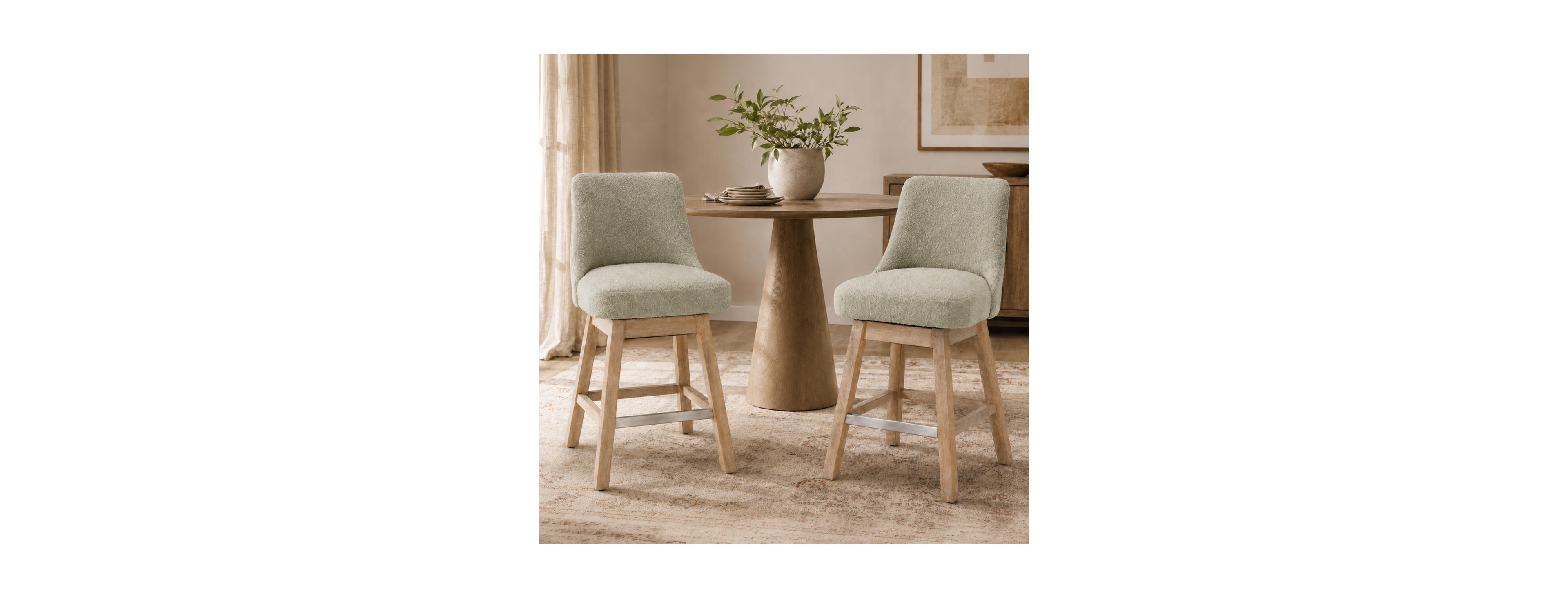 Streamdale Furniture Swivel Boucle Counter Stools with Backs, Set of 2