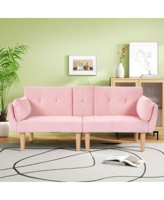 72" Foldable Velvet 2-Person Double Sofa Couch