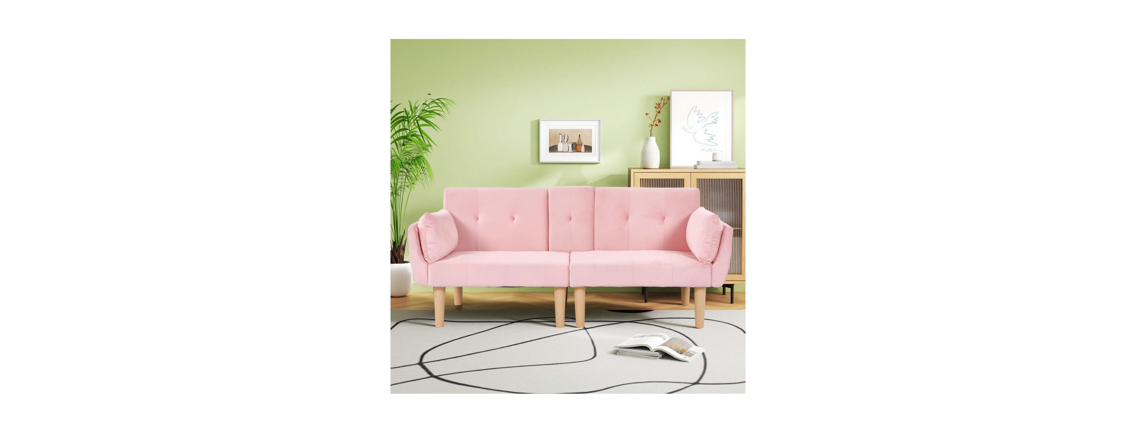 Streamdale Furniture 72" Foldable Velvet 2-Person Double Sofa Couch