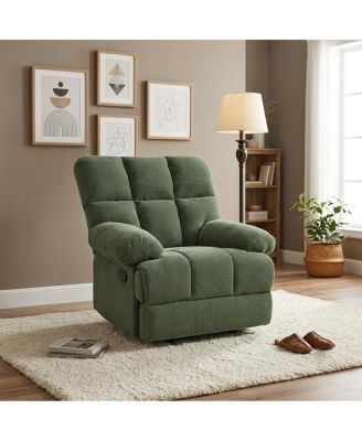 Modern Manual Rocker Recliner Chair with Nubby Fabric