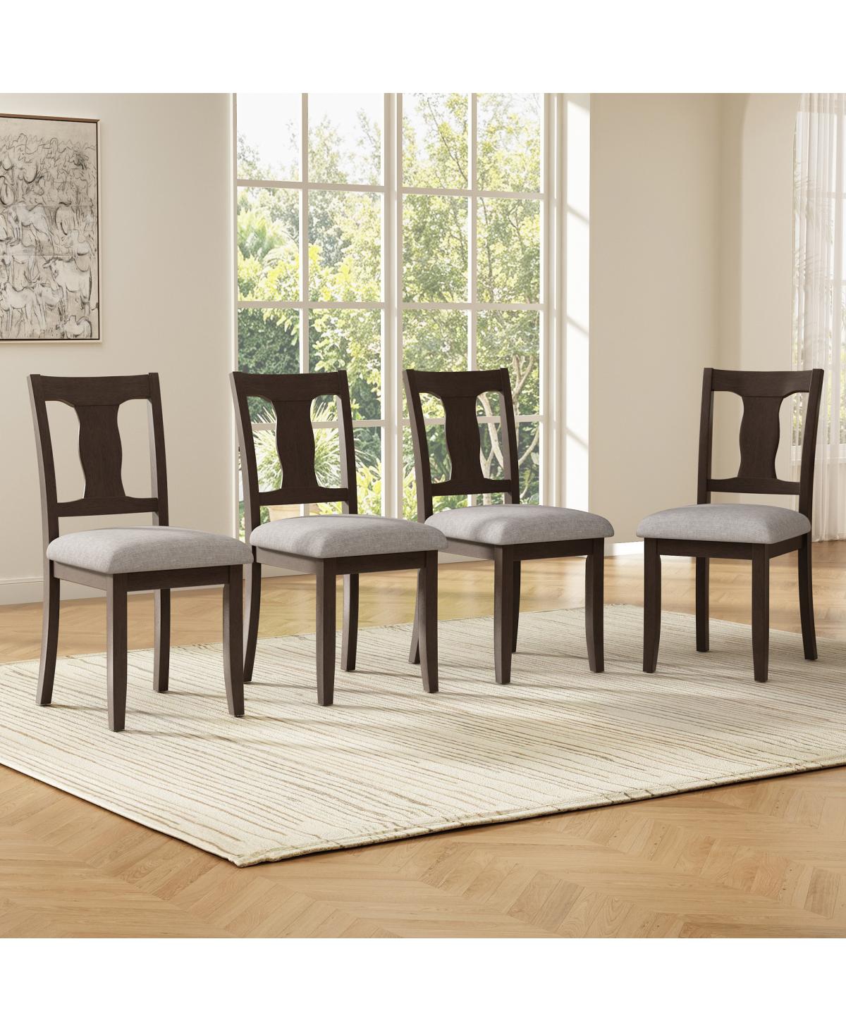 Streamdale Furniture Dining Chairs Set of 4, Mid-Century Modern Upholstered Accent Chairs - Espresso