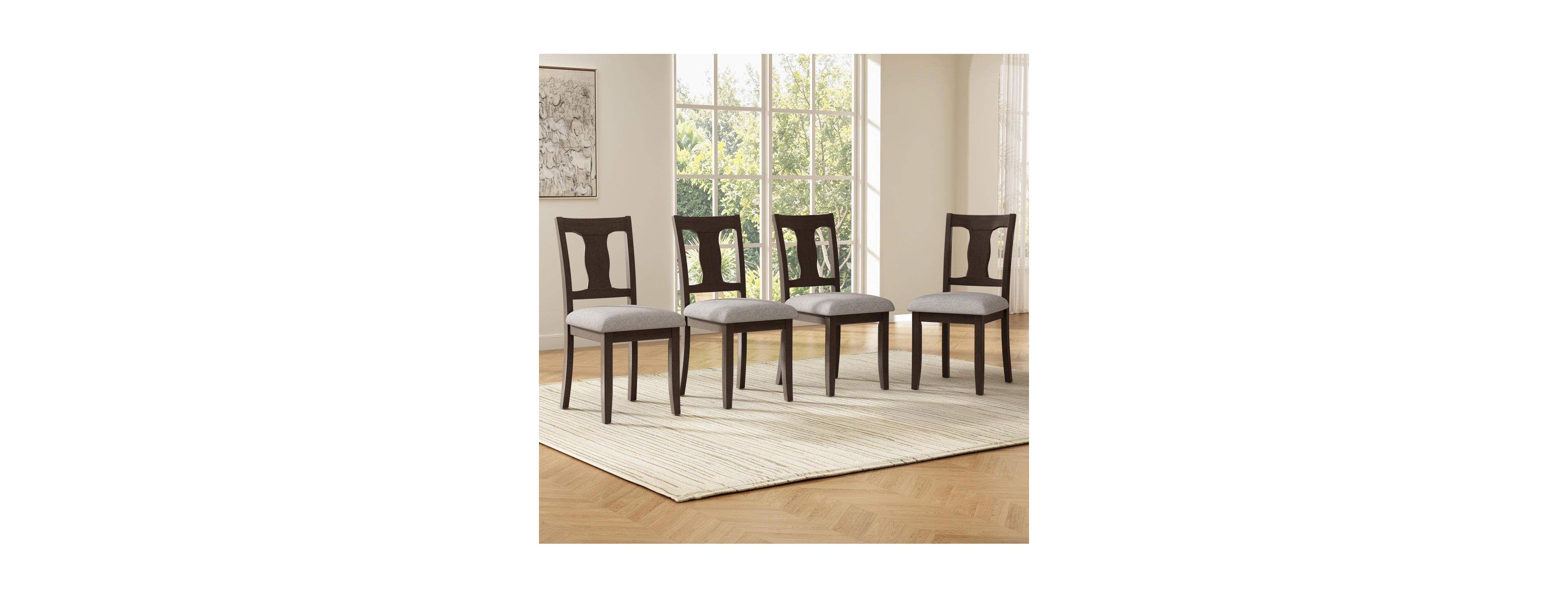 Streamdale Furniture Dining Chairs Set of 4, Mid-Century Modern Upholstered Accent Chairs - Espresso