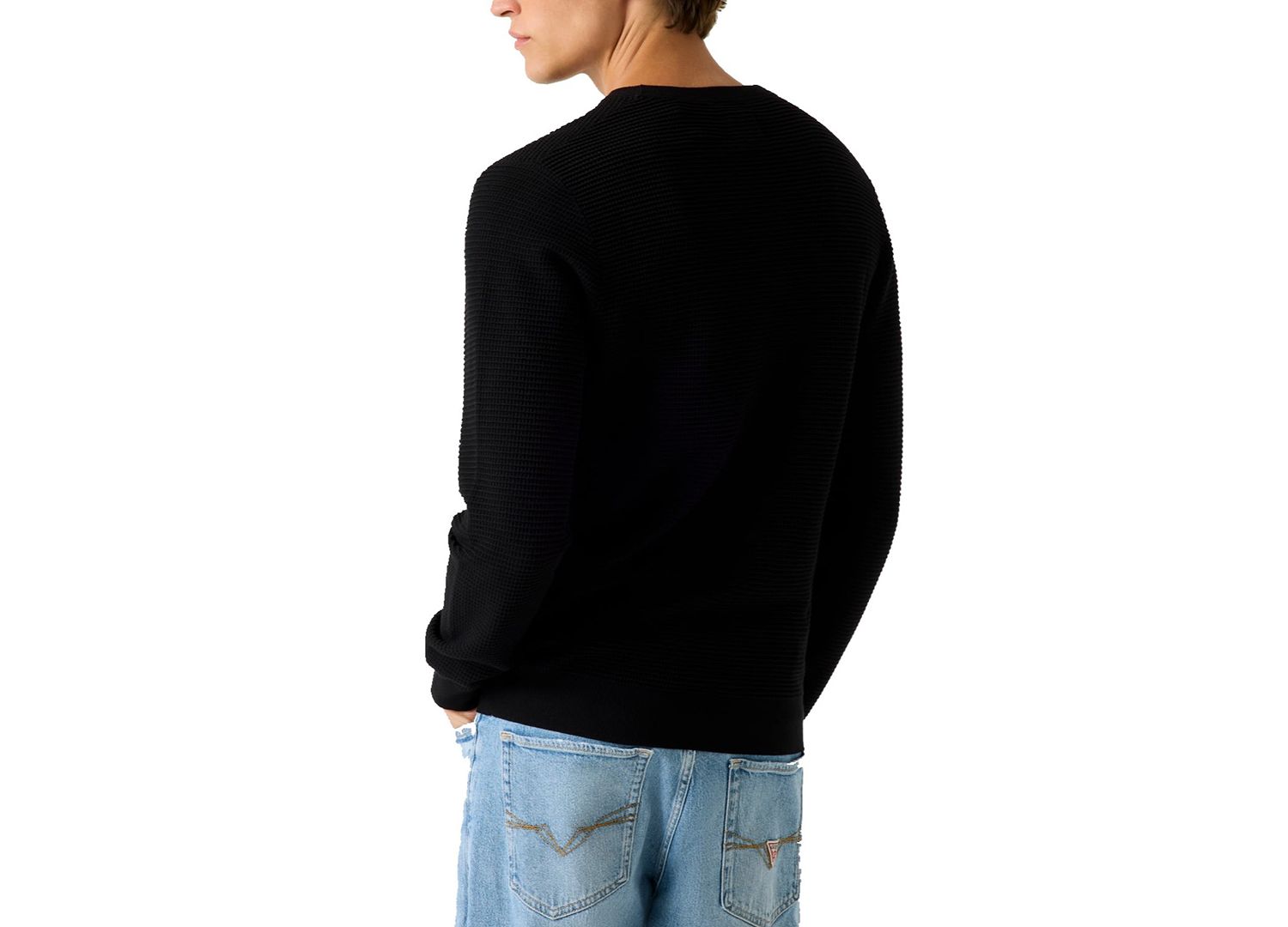 Men's Waffle Stitch Long-Sleeve Regular-Fit Sweater