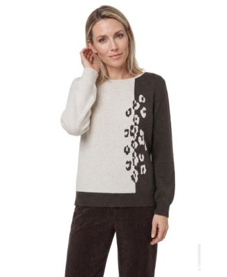 Women's Henny Boat Neck Asymmetric Leopard Sweater