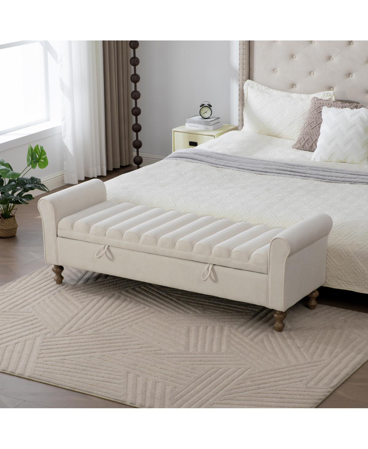 Streamdale Furniture Modern Upholstered Storage Bench with Rolled Armrests