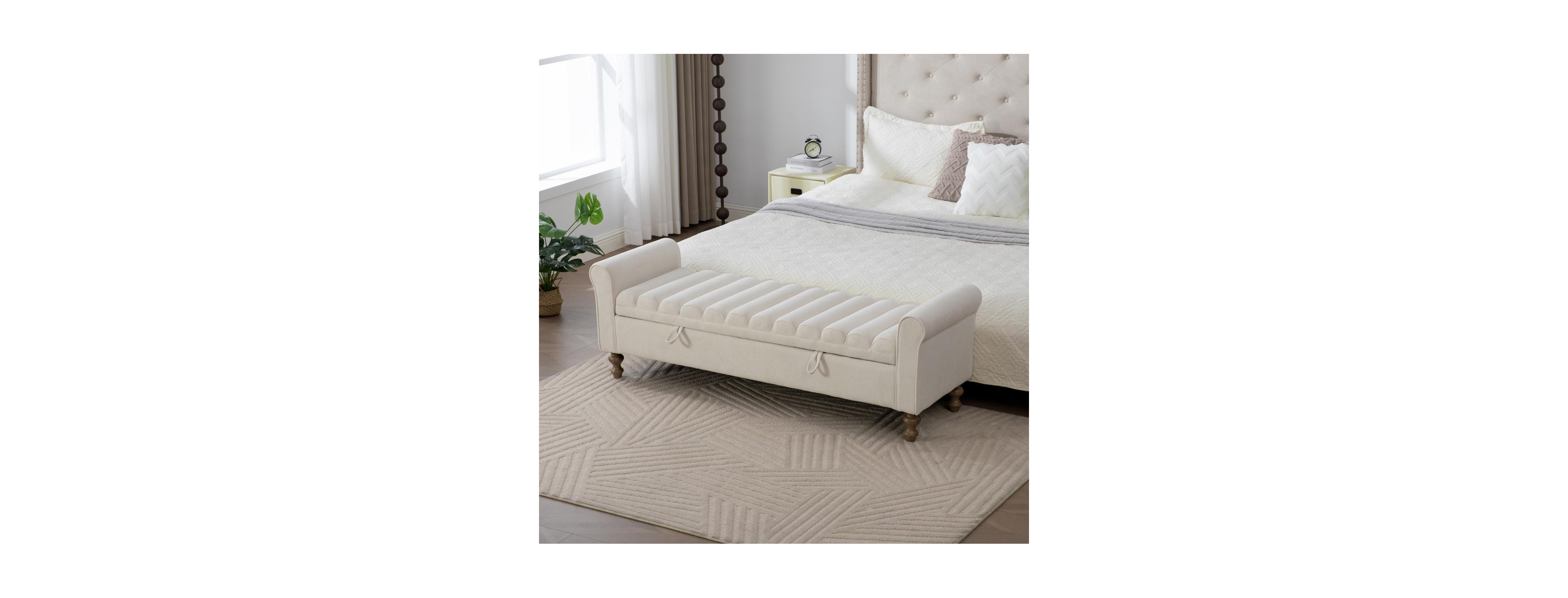 Streamdale Furniture Modern Upholstered Storage Bench with Rolled Armrests