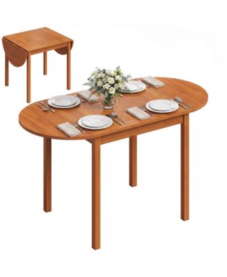 55" Wood Kitchen Table, Drop Leaf Tables for Small Spaces