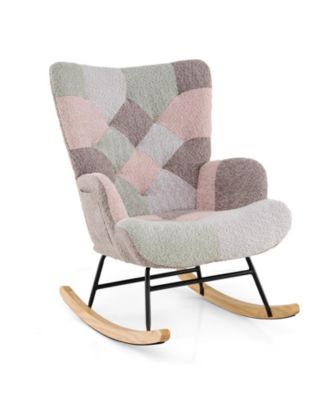 Nursery Rocking Chair with Ergonomic Armrests and High Backrest for Living Room