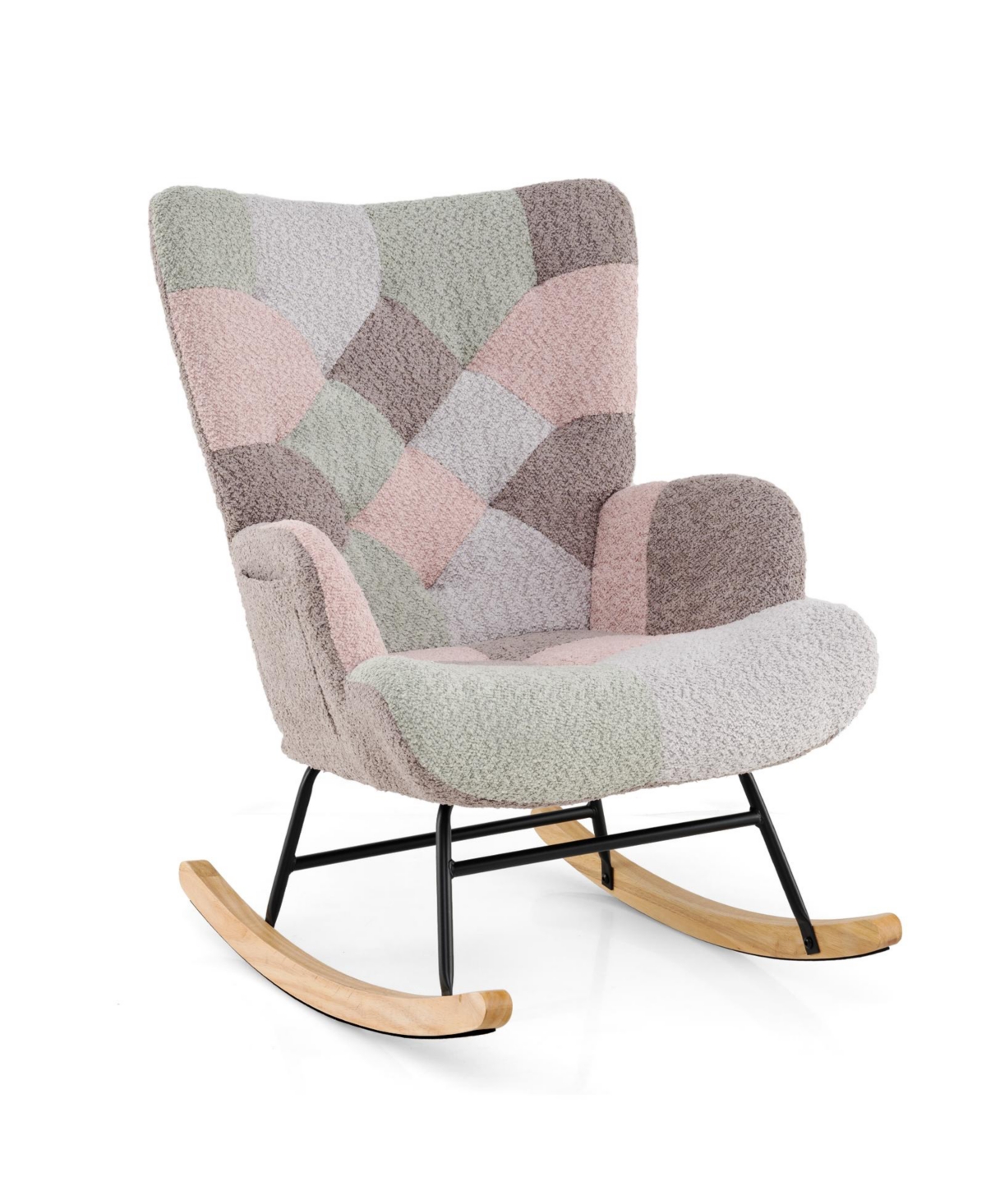 Mecale Nursery Rocking Chair with Ergonomic Armrests and High Backrest for Living Room