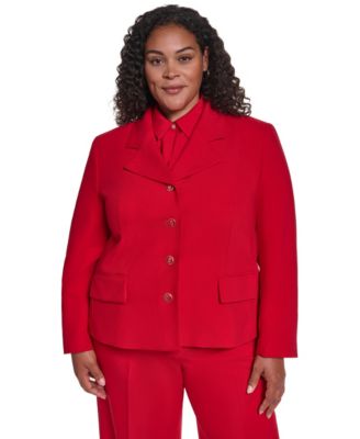 Plus Size Cropped Shoulder-Padded Blazer