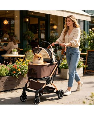 2-in-1 Detachable Foldable Pet Stroller with Sun Canopy