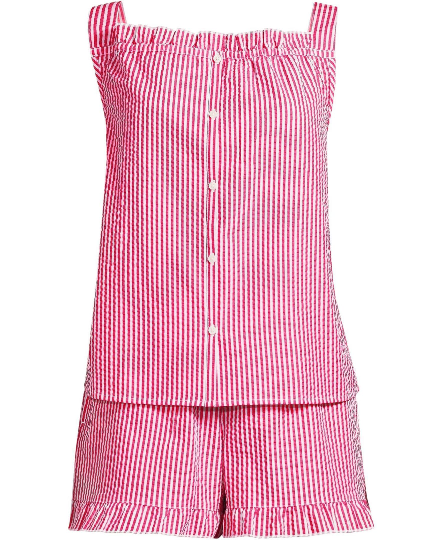 Women's Seersucker 2 Piece Pajama Set - Tank and Shorts