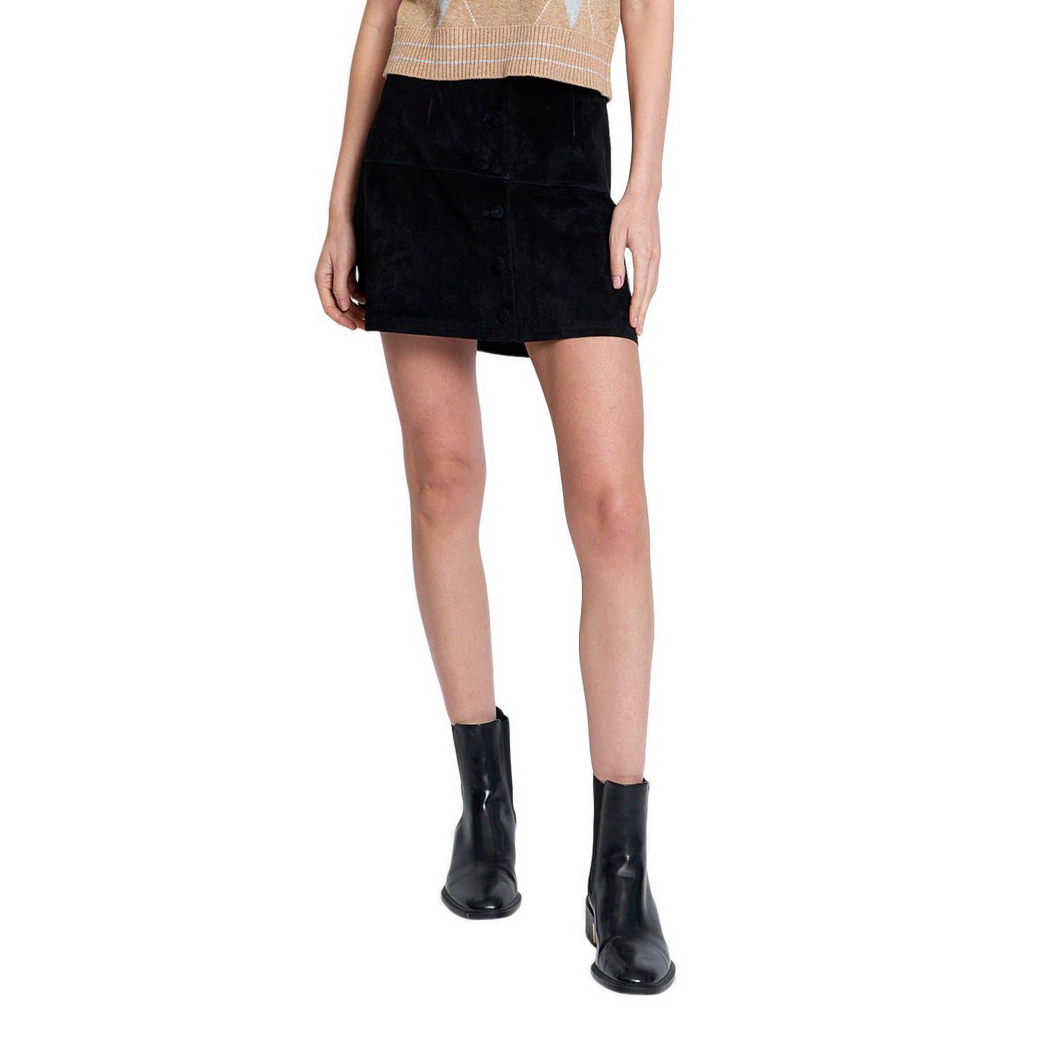 Women's Scarlet Genuine Suede Button Skirt