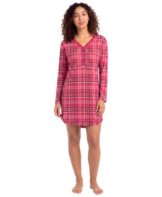 Women's Cozy Luxe Long Sleeve V-Neck Henley Sleep Shirt