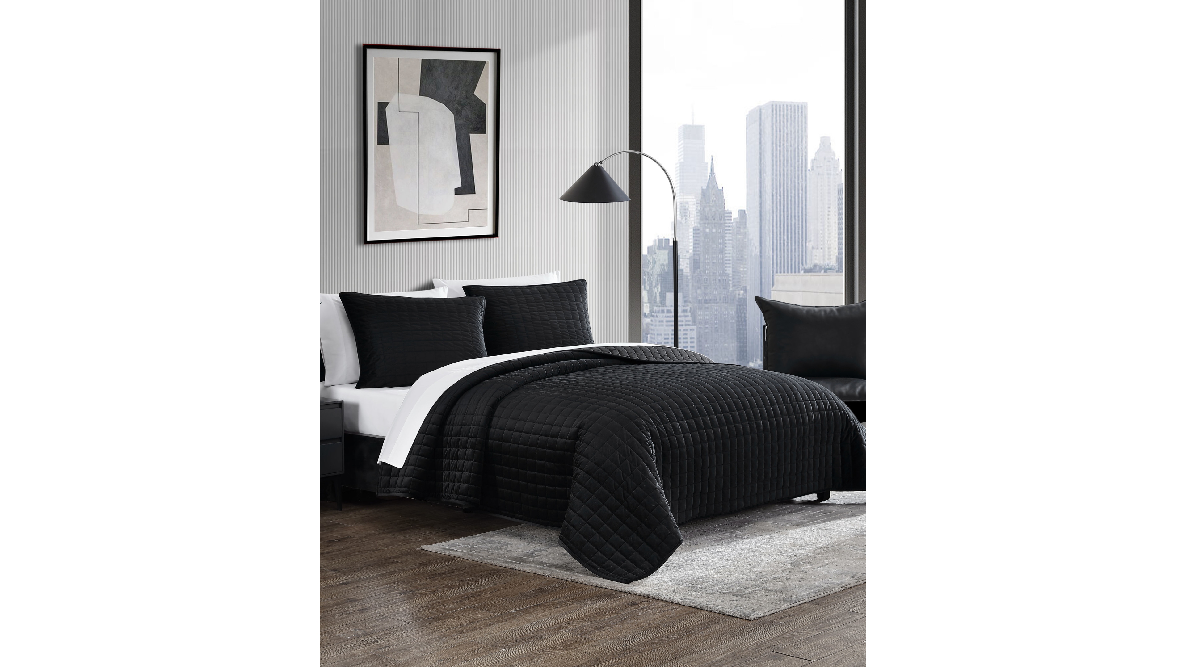 Vera Wang Diamond Velvet 3 Piece Quilt Set