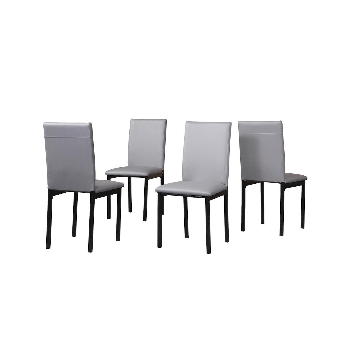 Roundhill Furniture Noyes Faux Leather Seat Metal Frame Dining Chairs, Set of 4