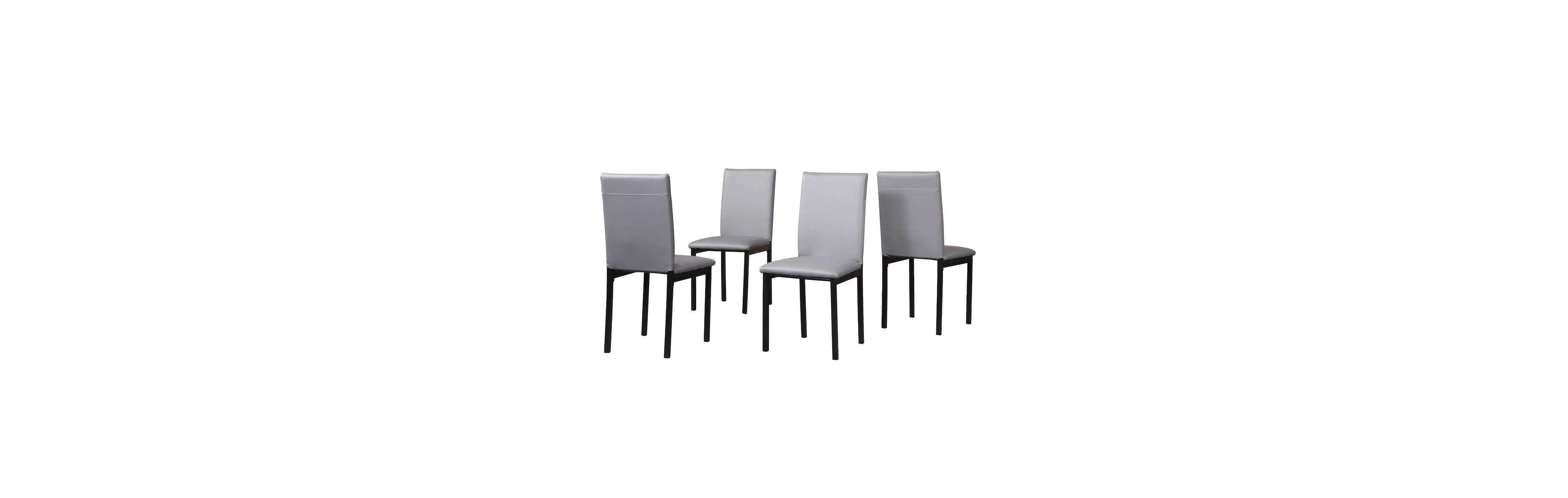 Roundhill Furniture Noyes Faux Leather Seat Metal Frame Dining Chairs, Set of 4