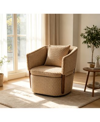 Mid Century Modern 360 Swivel Accent Chair with Storage and Waist Cushion