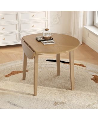 Extendable Round Wood Dining Table for Small Spaces