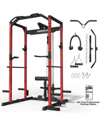 Multi-Functional Squat Rack with LAT Pulldown System Exercise Power Cages, Metal