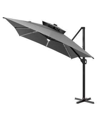 13 X 10 Ft. Aluminum Double Top Cantilever Patio Umbrella with LED Strip Lights