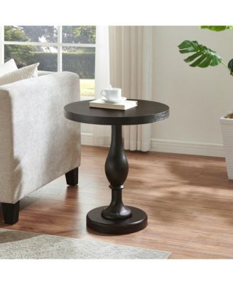 Solmere Round Wood Pedestal End Table