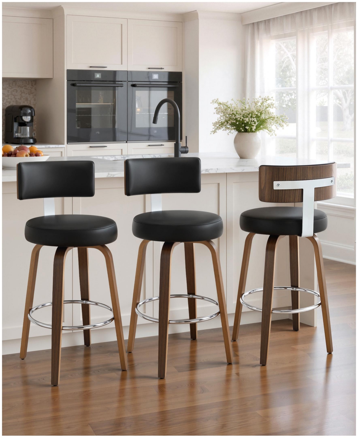 Bekrvio 26" Mid Century Swivel Counter Height Bar Stools