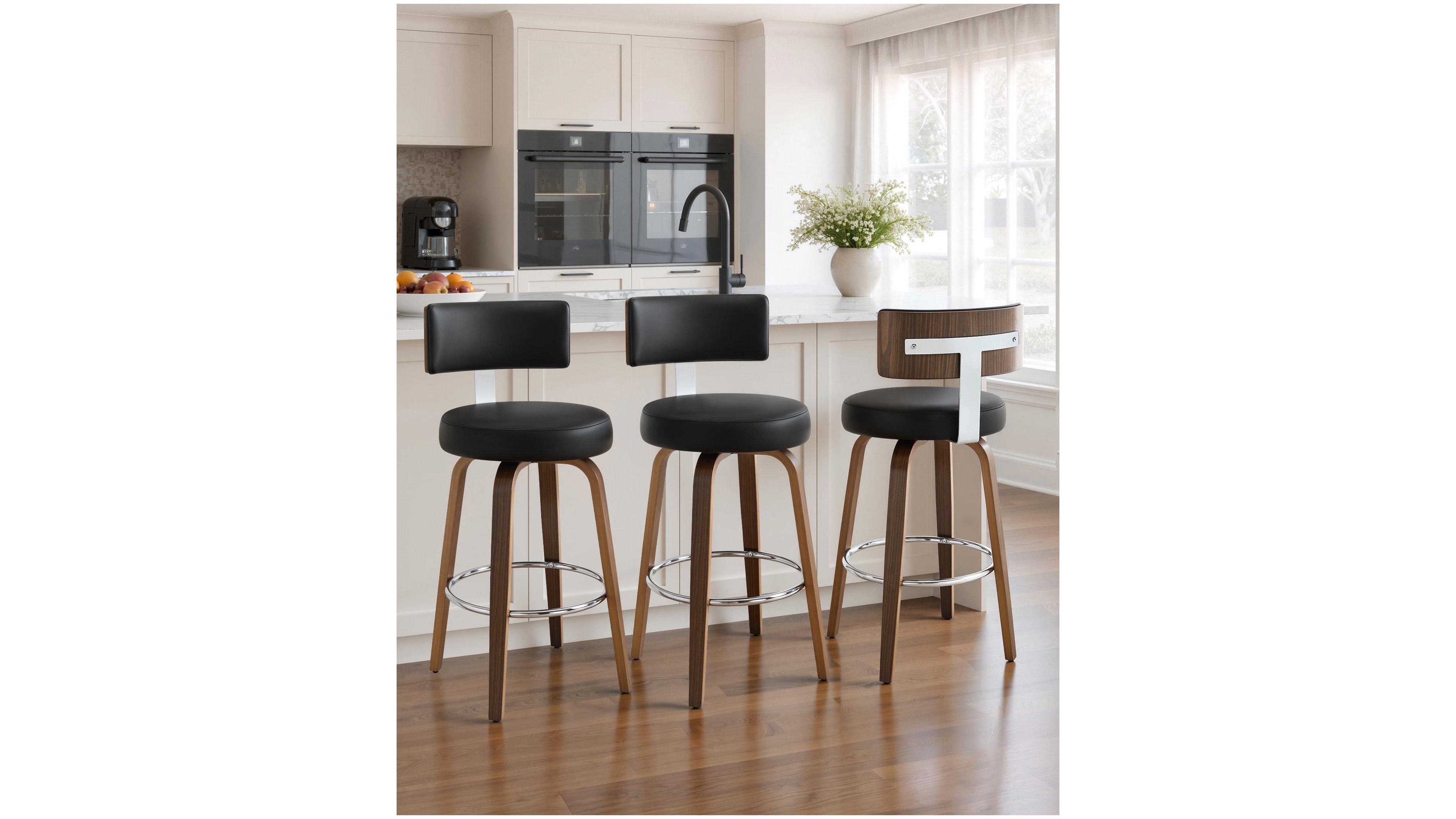 Bekrvio 26" Mid Century Swivel Counter Height Bar Stools