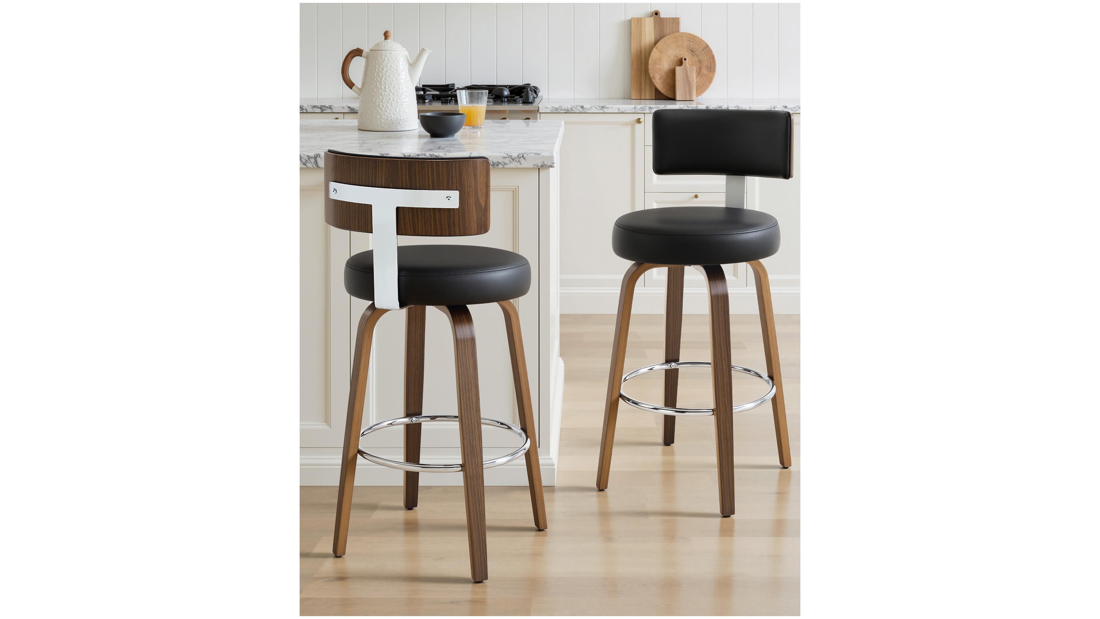 Bekrvio 26" Mid Century Swivel Counter Height Bar Stools