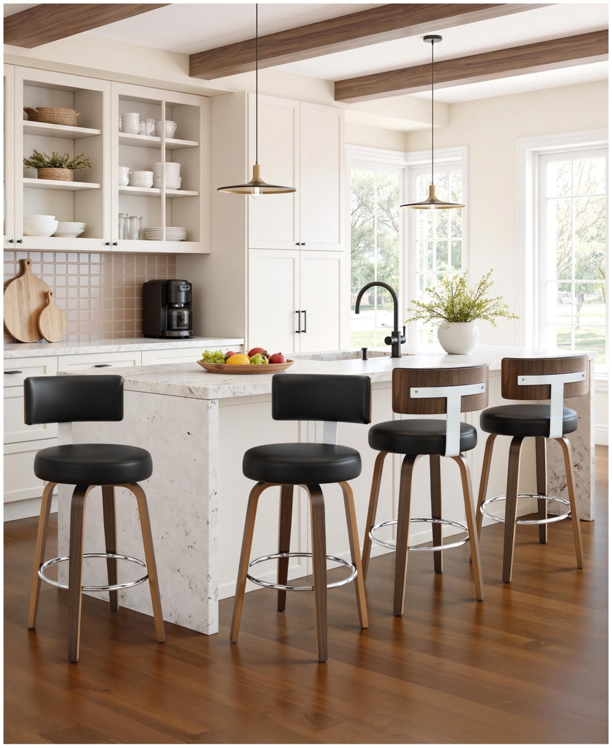 Bekrvio 26" Mid Century Swivel Counter Height Bar Stools