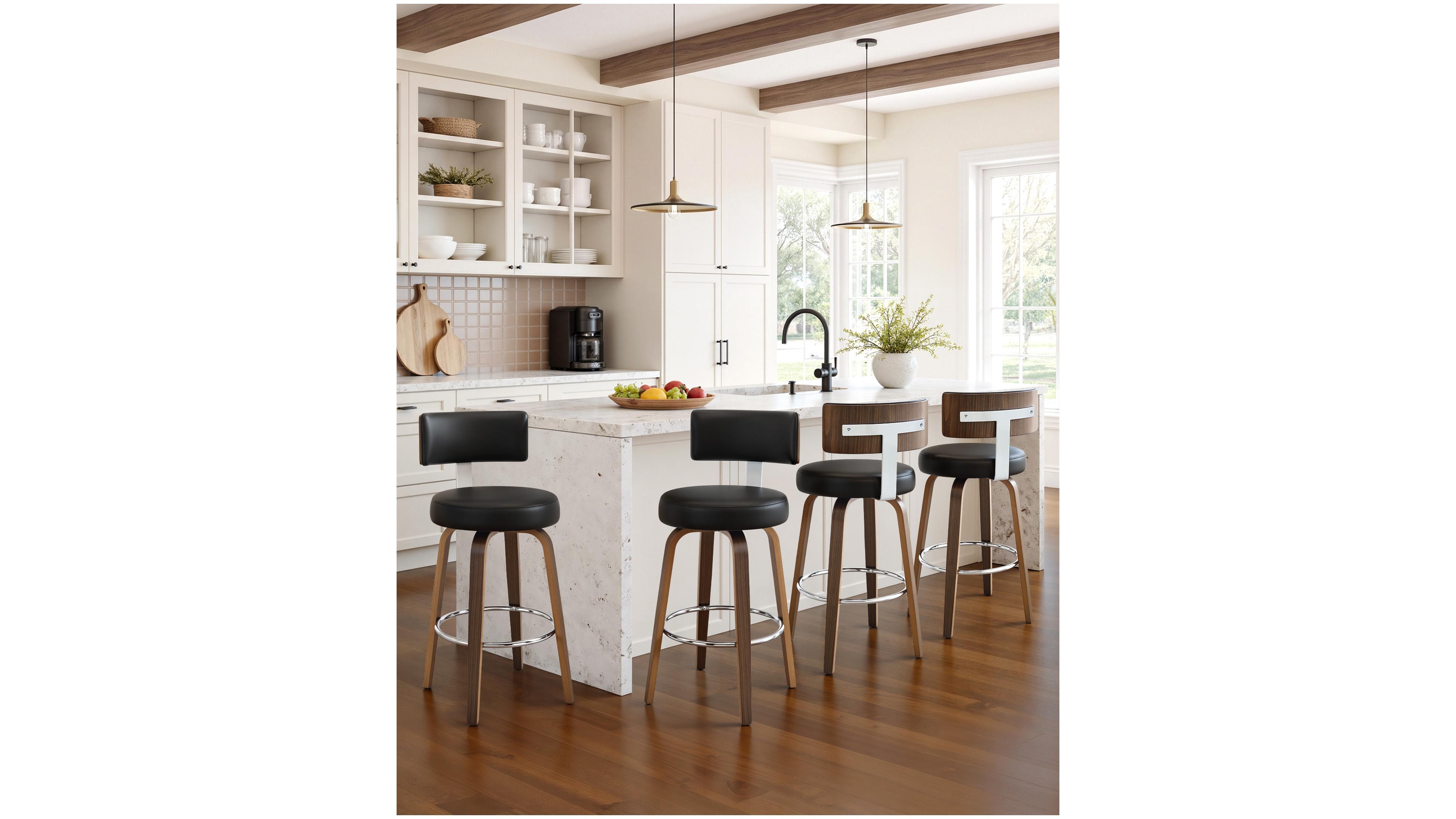 Bekrvio 26" Mid Century Swivel Counter Height Bar Stools