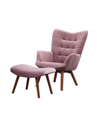 Leiria Contemporary Silky Velvet Tufted Accent Chair with Ottoman