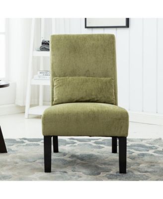 Pisano Spring Green Fabric Armless Accent Chair with Matching Kidney Pillow
