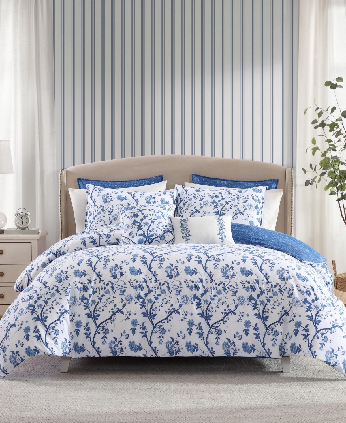 Laura Ashley Elise Cotton Reversible 7 Piece Comforter Set, King