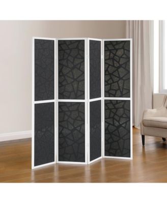 4-Panel Wood Room Divider, Folding Portable Partition Screen