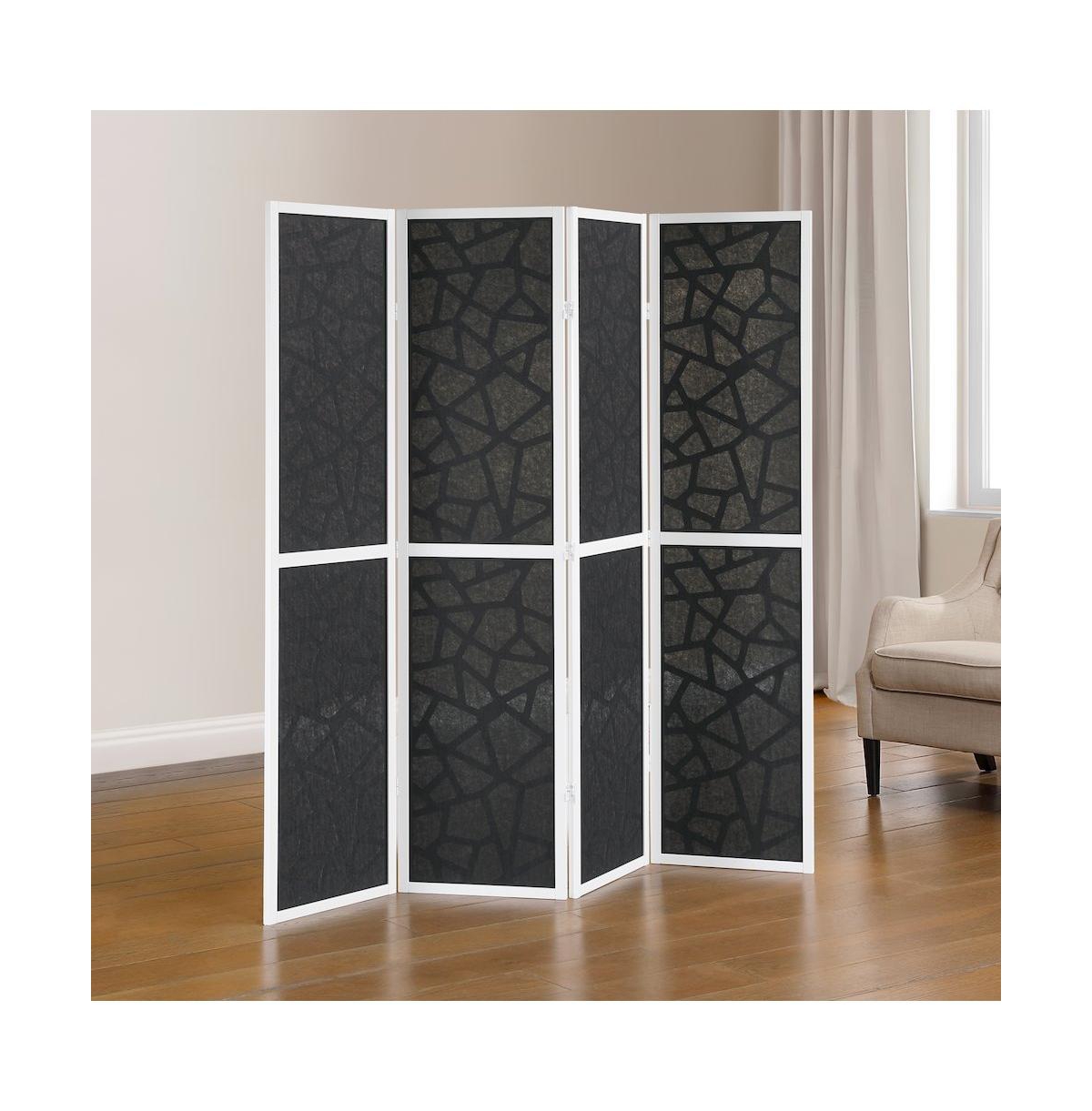 Roundhill Furniture 4-Panel Wood Room Divider, Folding Portable Partition Screen - White