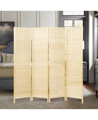 Inkwell 4-Panel Bamboo Room Divider, Folding Screen