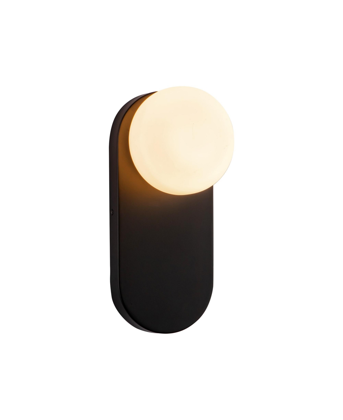 Alora Mood Ariel 12-in Brushed Glass Socket Damp-Rated Wall Vanity Light - Matte black/opal glass