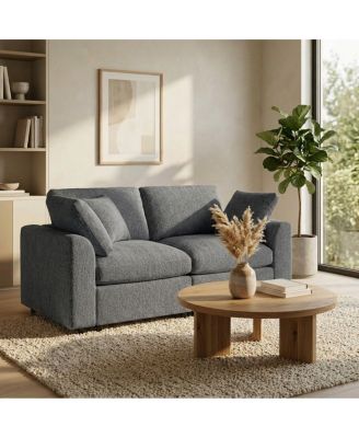  Modern 72.8" Chenille Loveseat Sofa with Wood Frame and Pillow