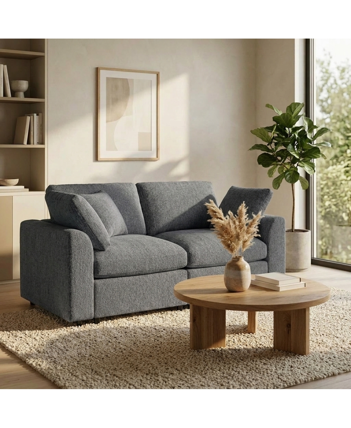 Streamdale Furniture Modern 72.8" Chenille Loveseat Sofa with Wood Frame and Pillow