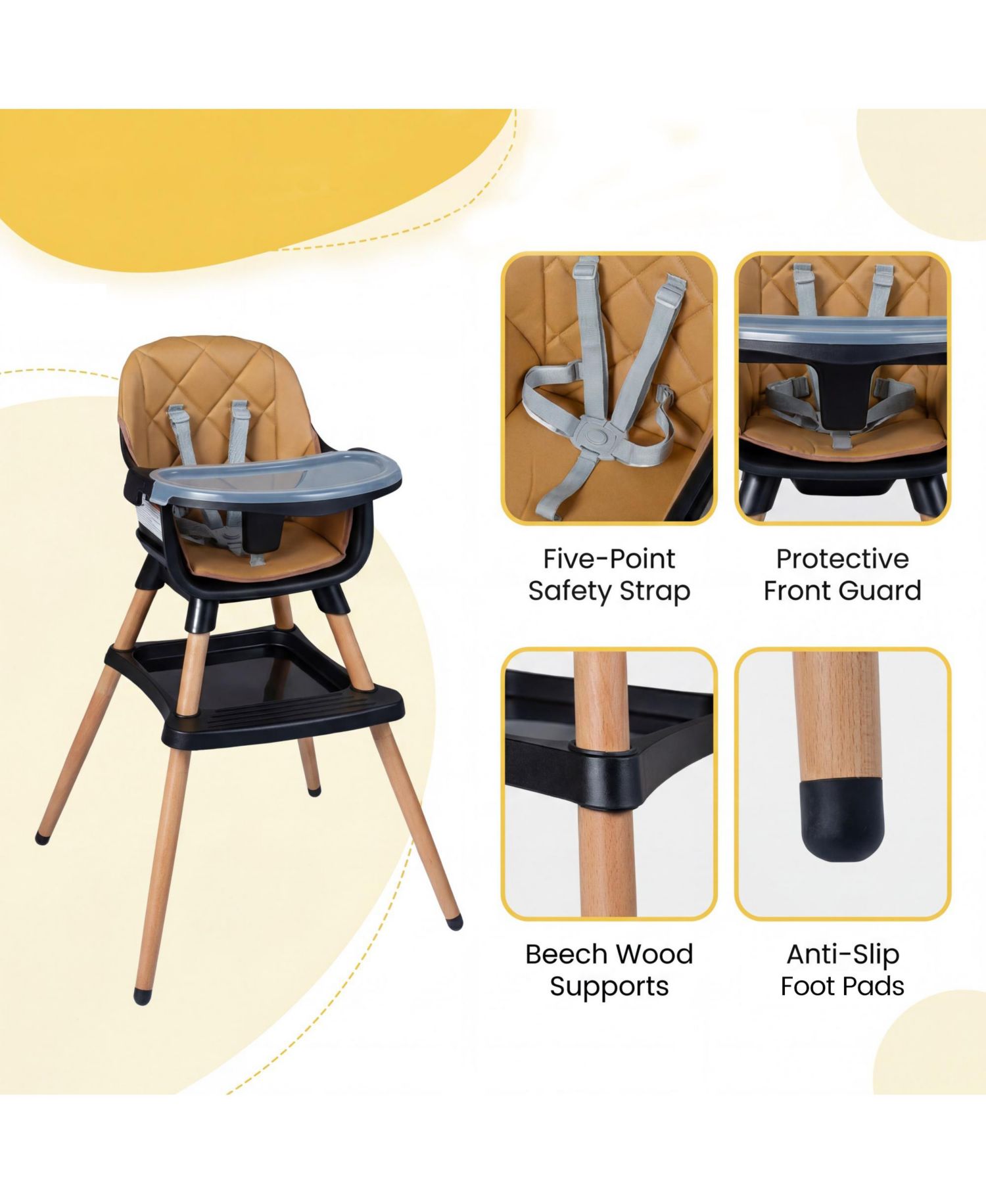 9-in-1 Convertible High Chair with Harness and Waterproof Cushion