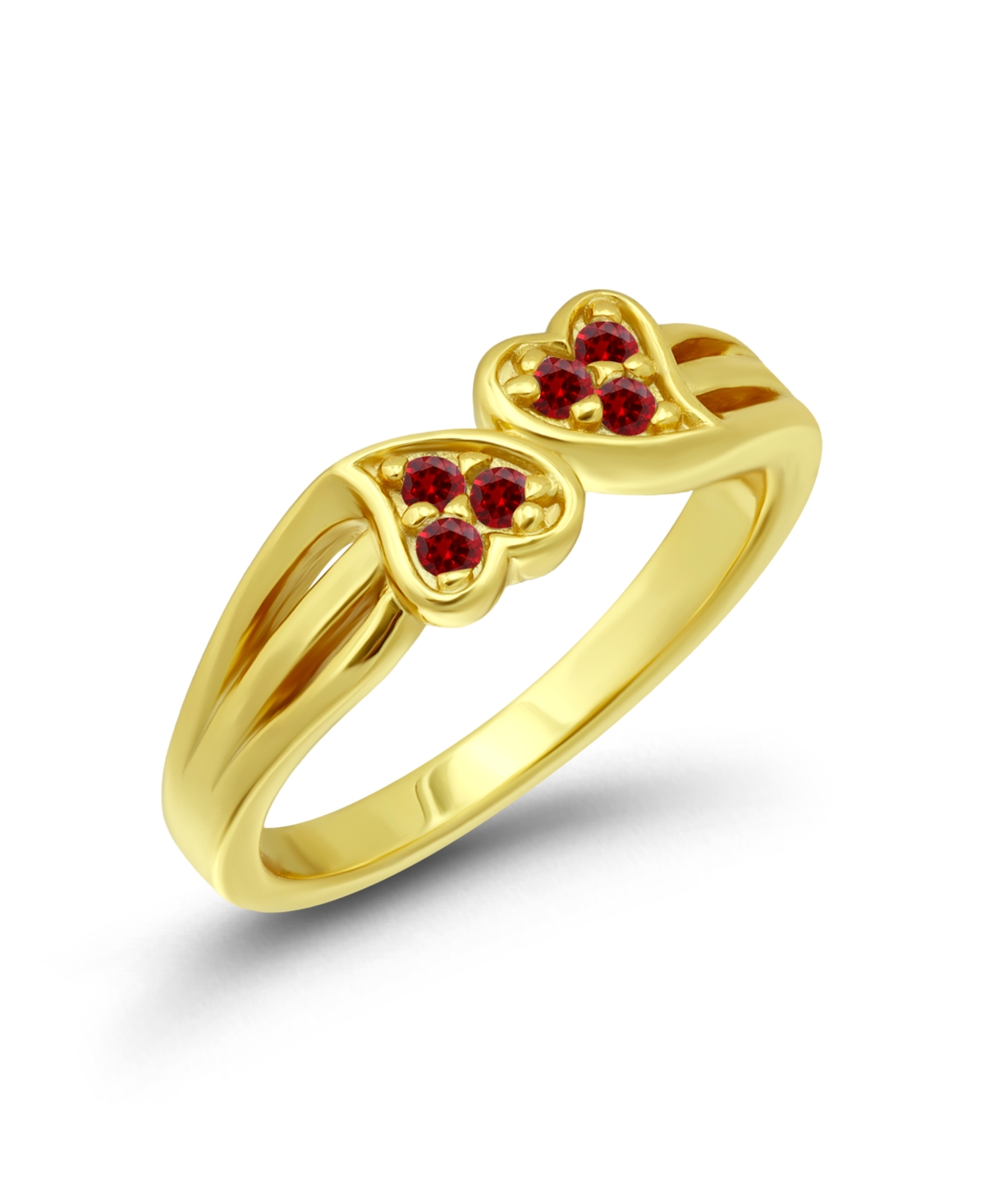 Macy's Gold-Tone Red Cubic Zirconia Double Heart Ring