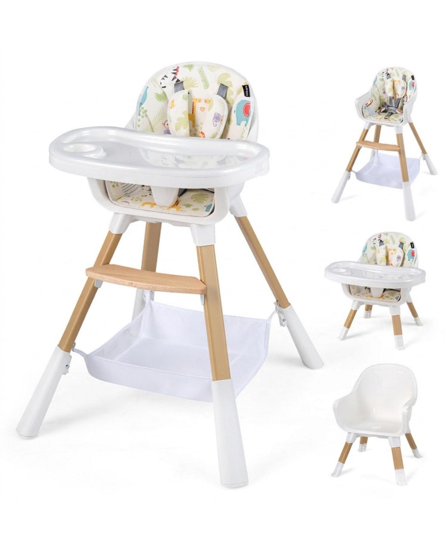 Convertible Dual-Tray Adjustable-Height High Chair